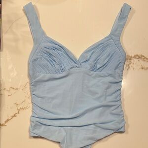 Princess Polly Light Blue Pleated One-Piece Bodysuit Size 8